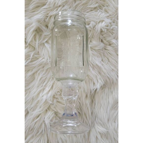 Country Style Qaulity Mason Jar Goblets Wine Glass Clear Pedistal - Picture 2 of 7